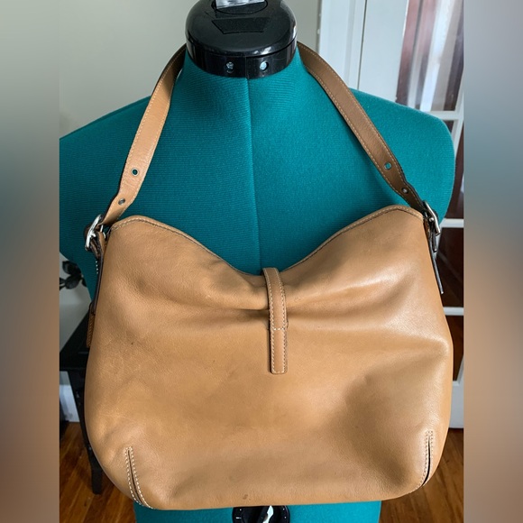 Coach Leather Hampton lunch tote hobo clamp closure shoulder bag - Picture 6 of 11